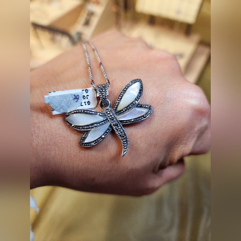 Silver dragonfly Earrings and Necklace Set